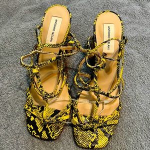 Yellow Snake Skin Sandals